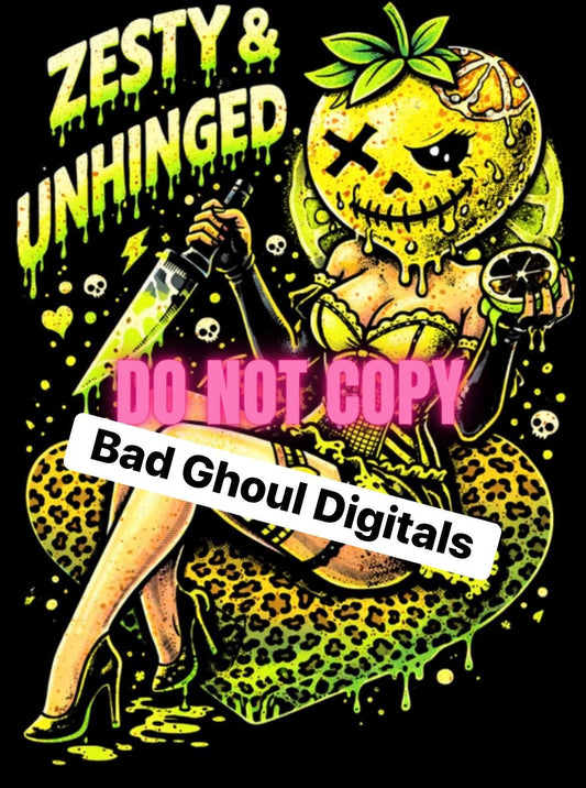 Zesty & Unhinged| Black Fabric |PNG DOWNLOAD