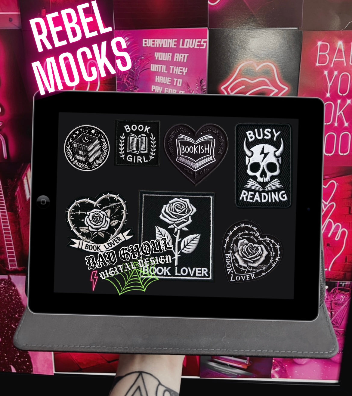 Faux Patches Bookish PNG Download