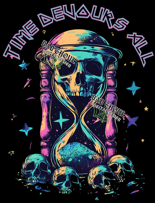Time Devours PNG Download BLACK Fabric ONLY