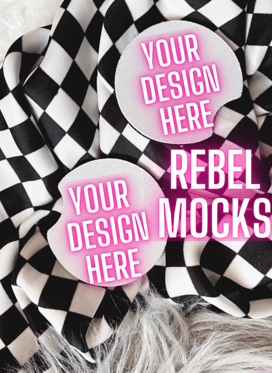 Koozie and Car Coaster Bundle Trendy Mock Up flat Lay