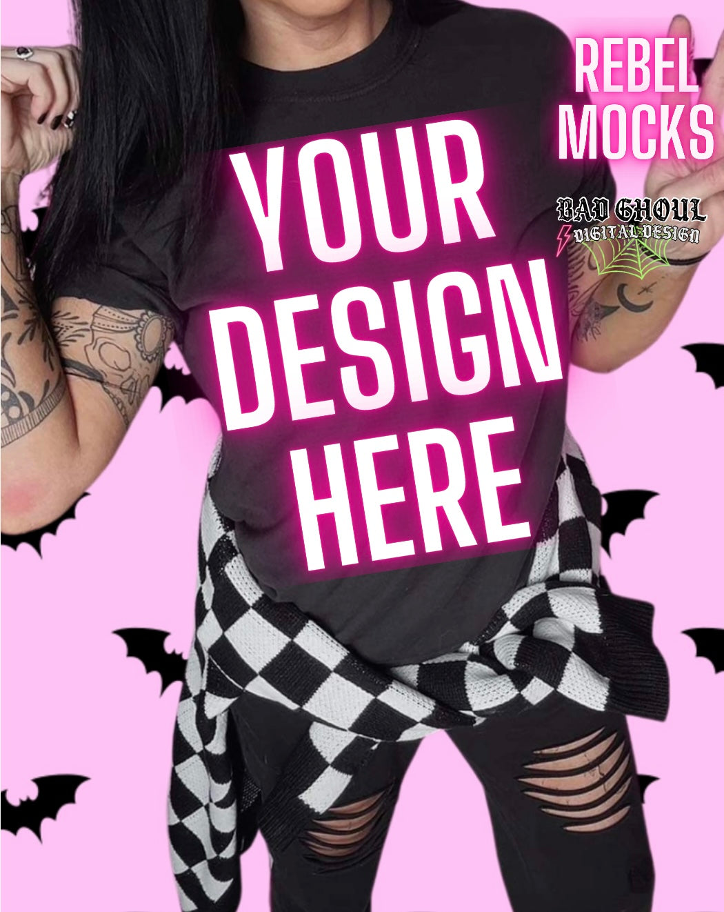 Black Tee IRL Model Mock Up TRENDING