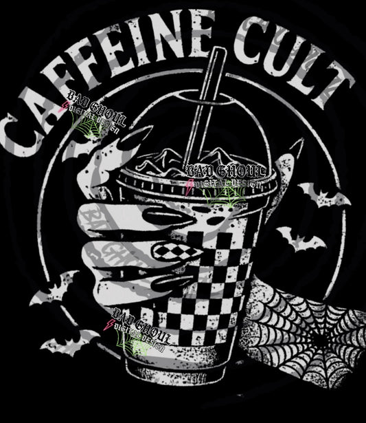 Caffeine Cult PNG DOWNLOAD black fabric only