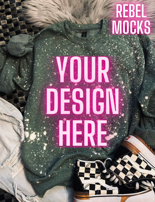 Heather green crew neck Sweatshirt Trendy Mock Up