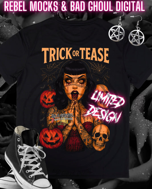 LIMITED trick or tease PNG DOWNLOAD black fabric only