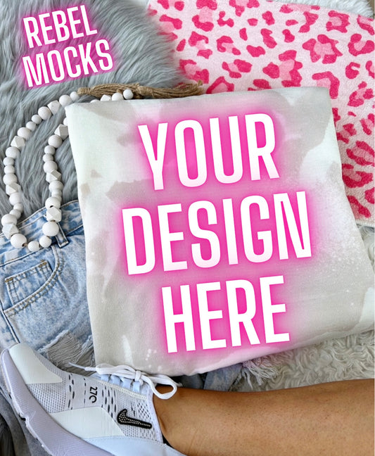 Acid Wash  Sand Crewneck Sweatshirt flat lay Mock Up TRENDY Clean Vibes