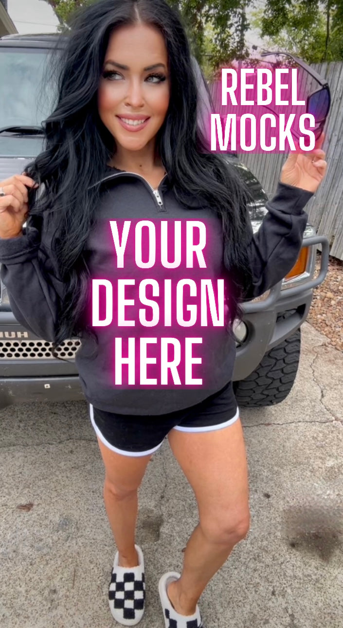 Jerzee Black 1/4 Zip Sweatshirt Model Mock Up