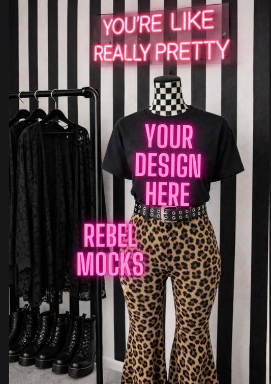 Black Tee | Retail Display Edgy Alternative Mock  Up