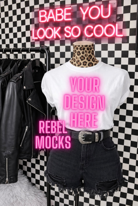 White Tee Retail Display Edgy Alternative Mock  Up