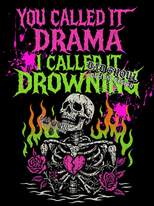 Drowning PNG Download BLACK fabric only