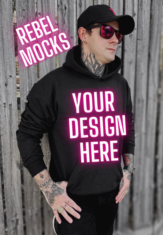 Mens Alt Style Black Hoodie Model Mock Up