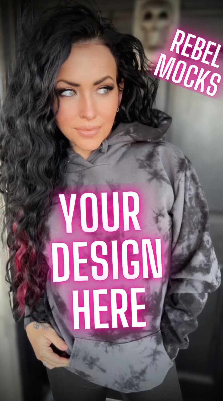 Black Crystal Dye Hoodie Model Mock Up