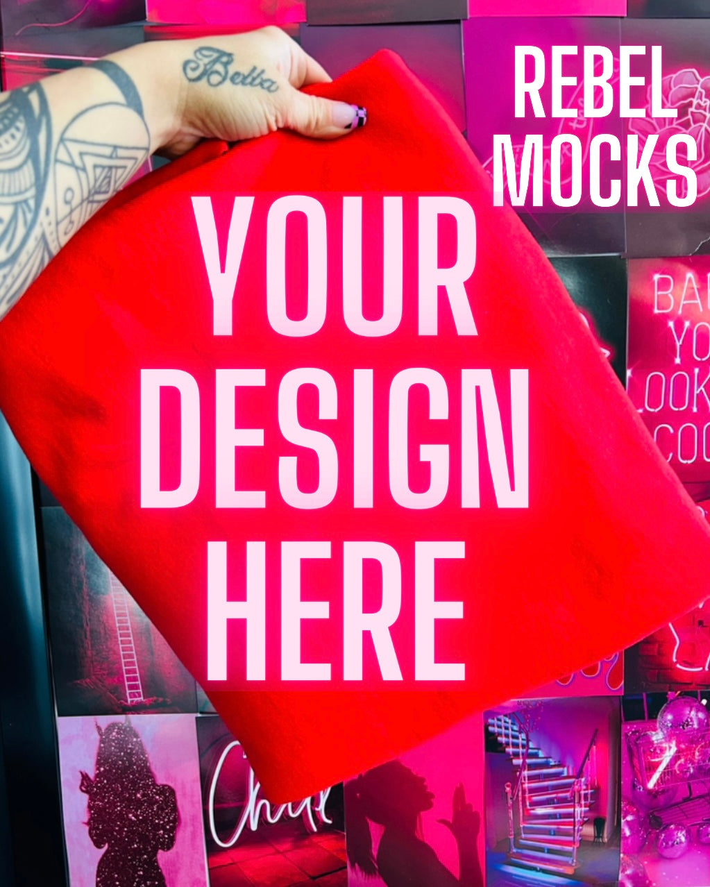 Red Aesthetic Trendy Mock Up