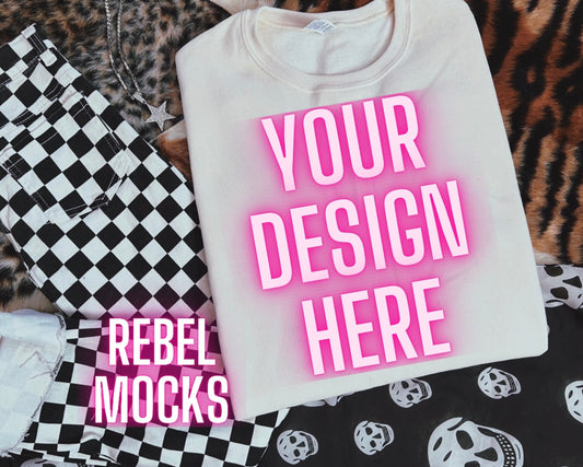 Jerzee Cream Crew Neck Sweatshirt Alternative Flat Lay Mock Up