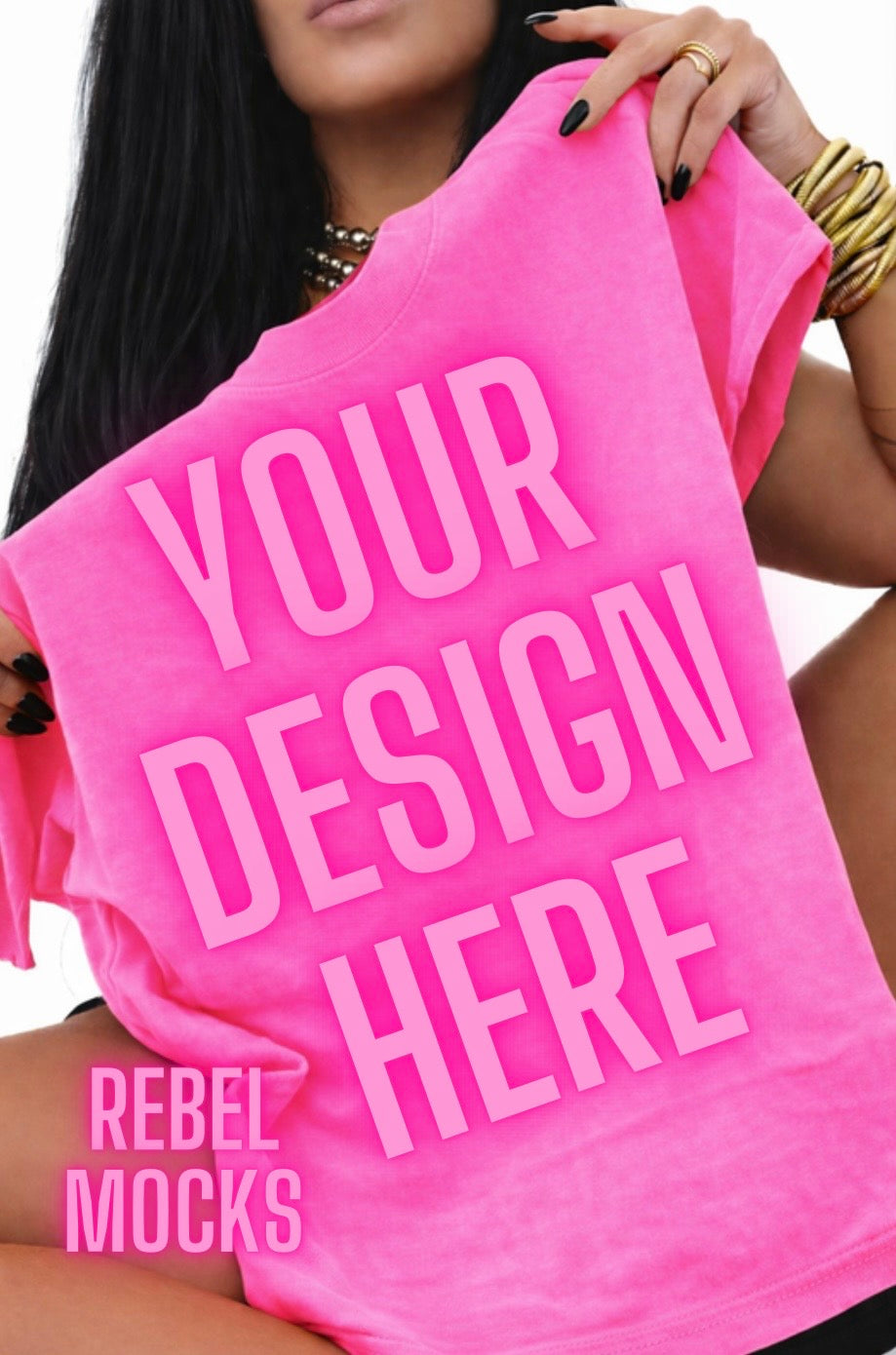 Comfort Colors Neon Pink| Edgy Alternative Mock Up