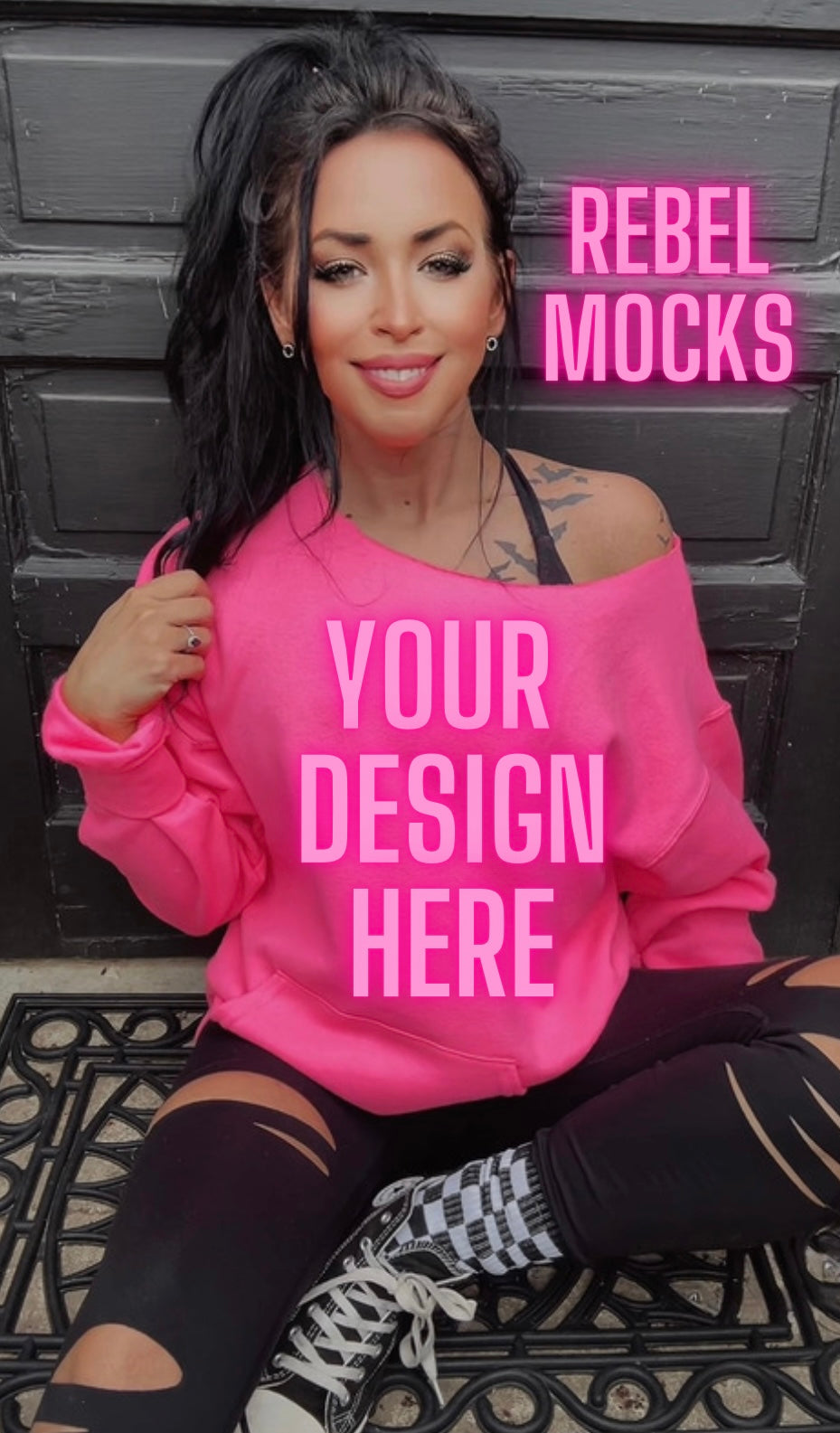 Off Shoulder Mock Safety Pink IRL Alternative Edgy 2 mocks bundle