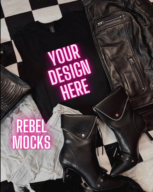 Black Tee Alternative Flat Lay Mock Up