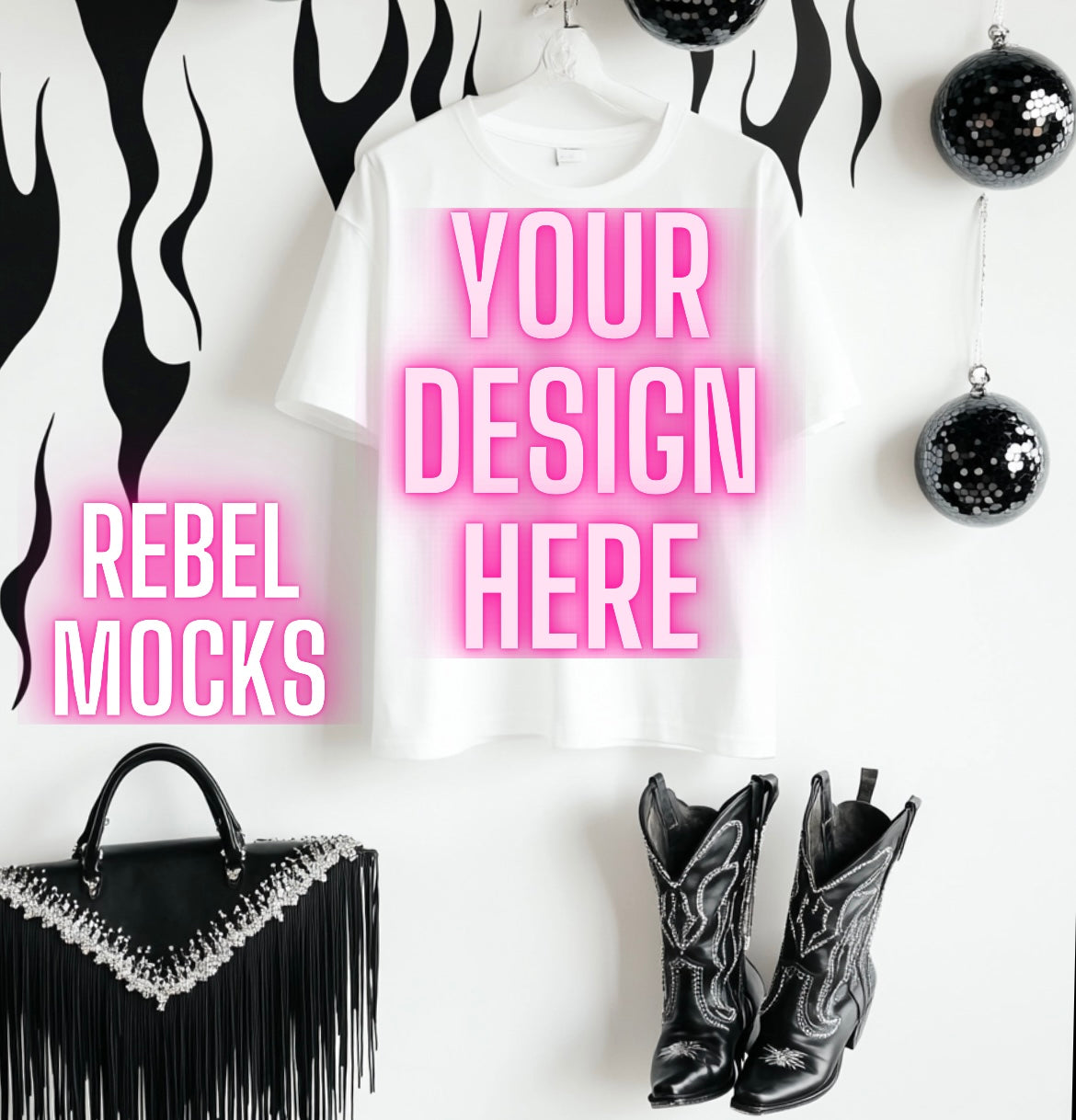 White Tee Edgy Trendy Mock Up