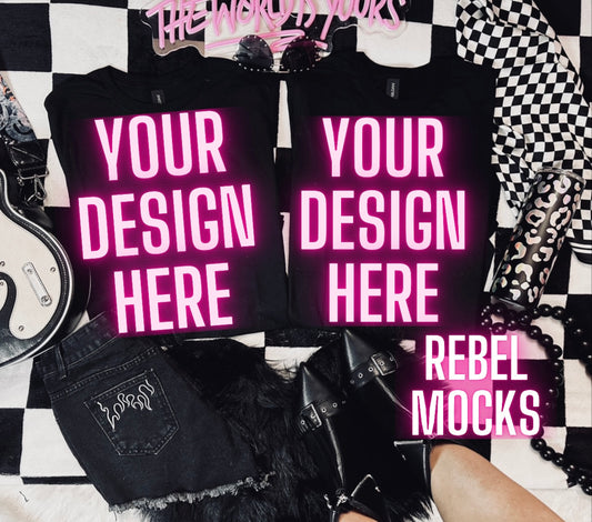 Black Tee Alternative Flat Lay Mock Up