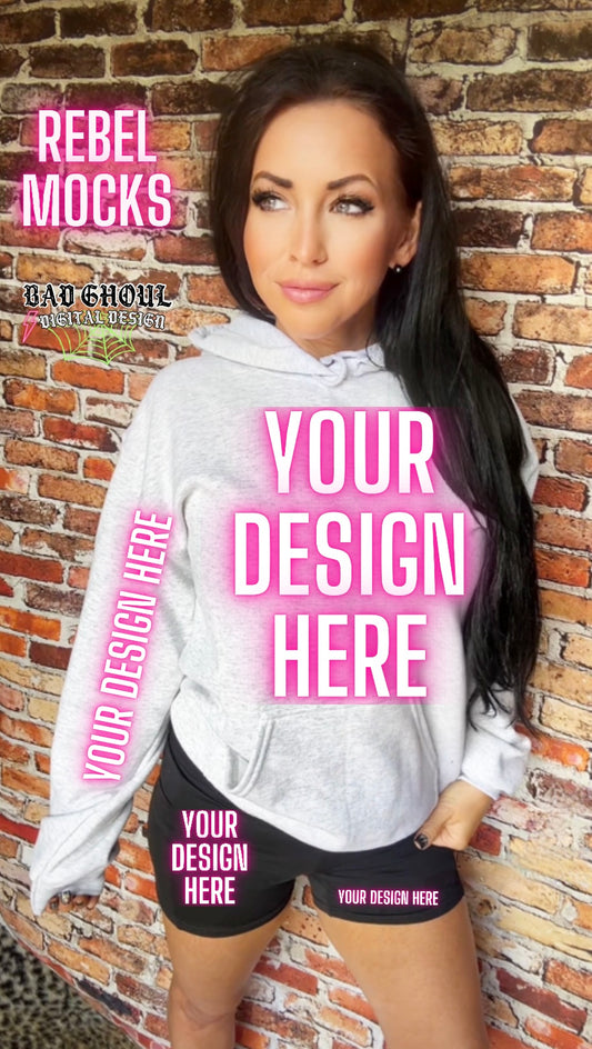 Ash Hoodie and Shorts IRL Model Mock Up trendy