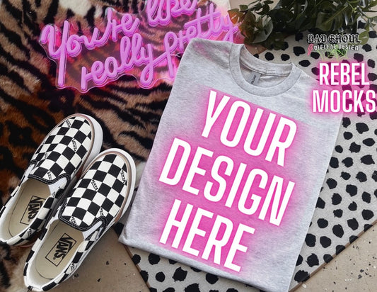 Trendy Ash Tee Flat Lay Mock UP