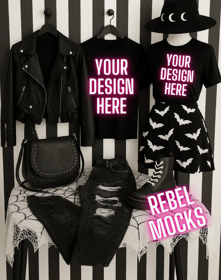 Black Tee Goth Edgy Alternative Mock  Up