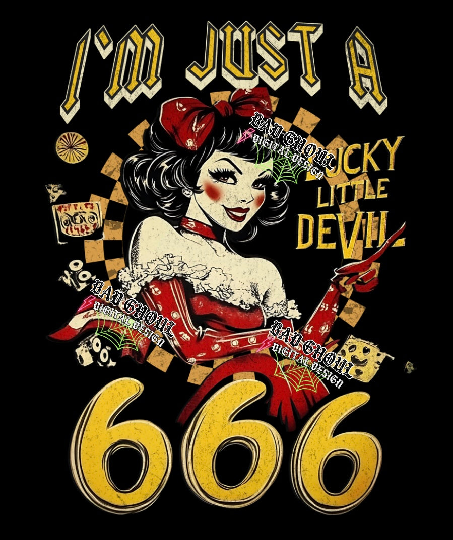 Lucky Little Devil PNG Download black fabric only