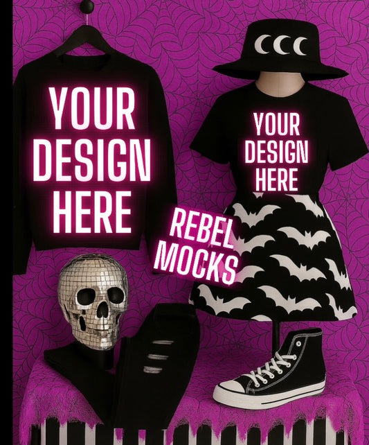 Black Sweatshirt and Tee Goth Edgy Alternative Mock  Up
