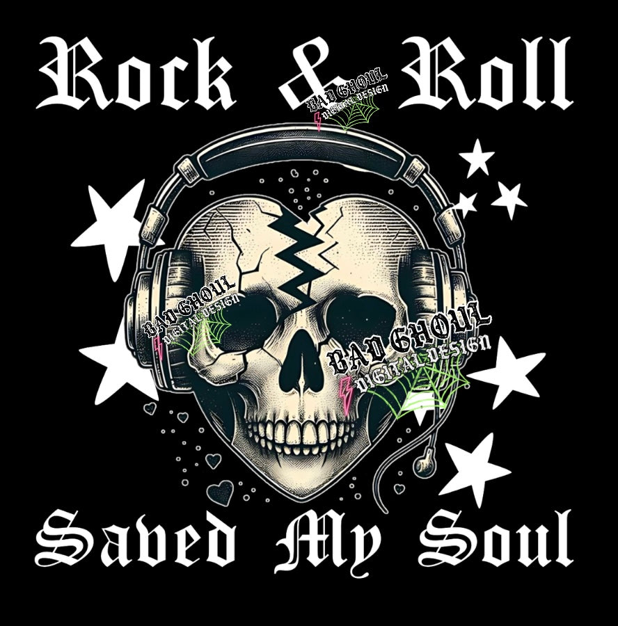 Rock & Roll Saved PNG Download 2 files black and white