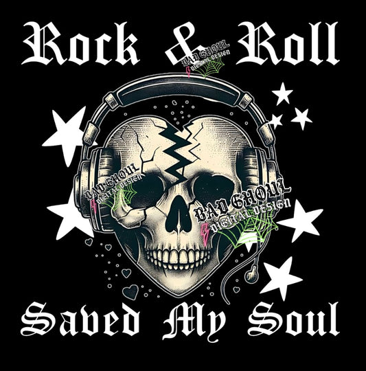 Rock & Roll Saved PNG Download 2 files black and white