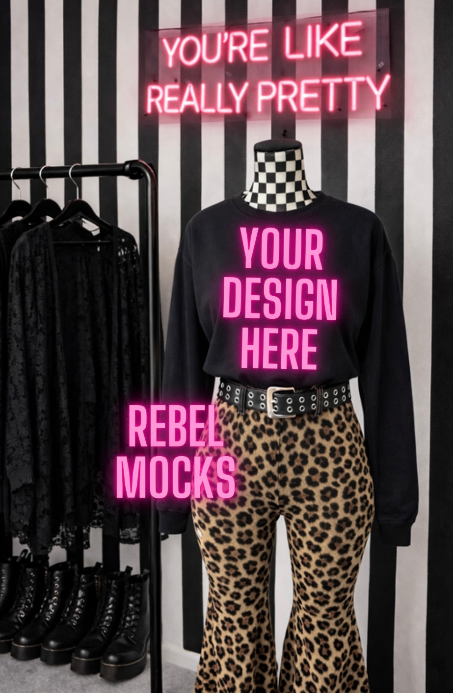 Black Sweatshirt | Retail Display Edgy Alternative Mock  Up