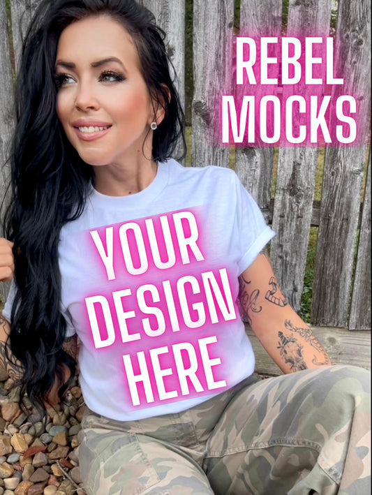 White Tee Model Mock Up Edgy Vibes