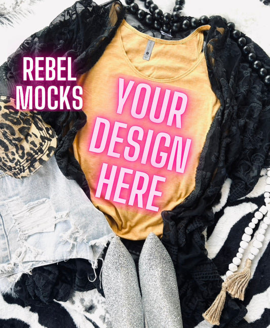 VIBIN Next Level Antique Gold Flat Lay Mock UP