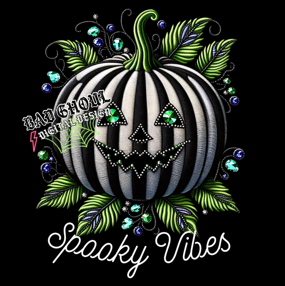 Spooky Vibes PNG Download black & White
