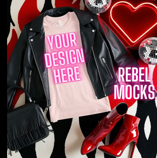 Bella Light Pink Tee Edgy Trendy Mock Up Flat Lay