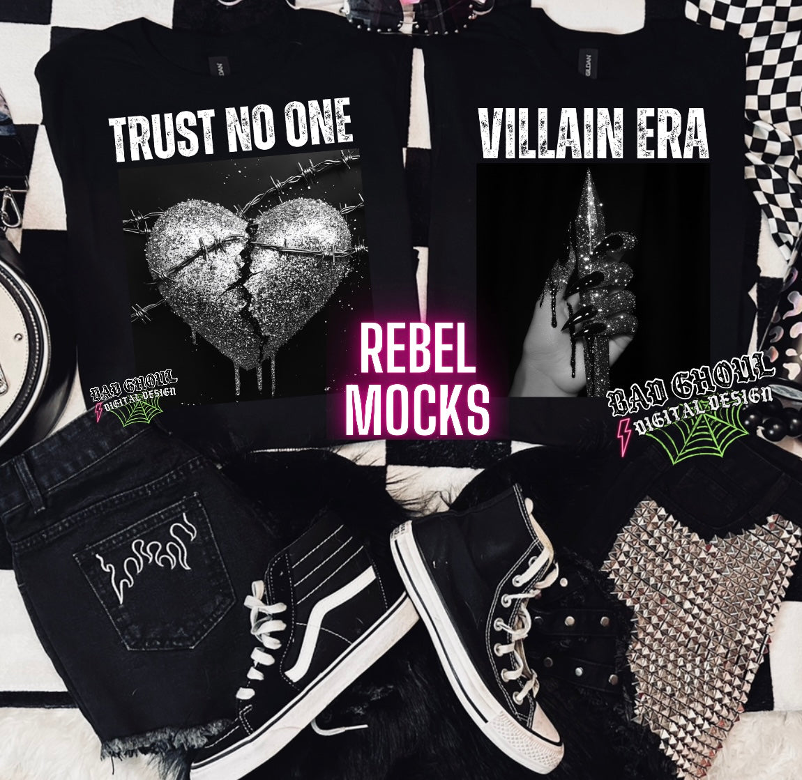 Goth Alt Style White Bundle PNG Download