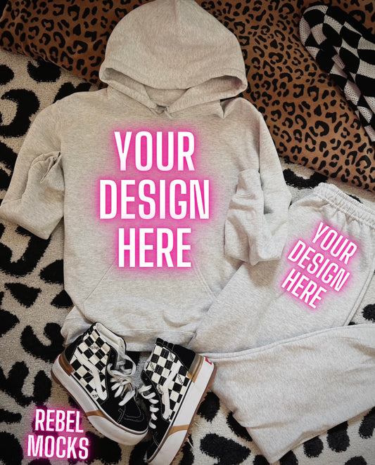 Ash Gray Sweat Set Mock Up TRENDING