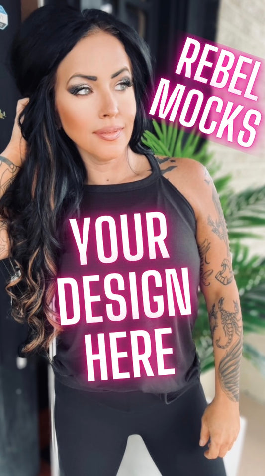 Black Rocker Tank Trending Model Mock Up