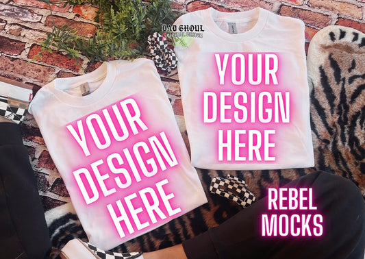 White Double Tee Flat Lay Mock Up