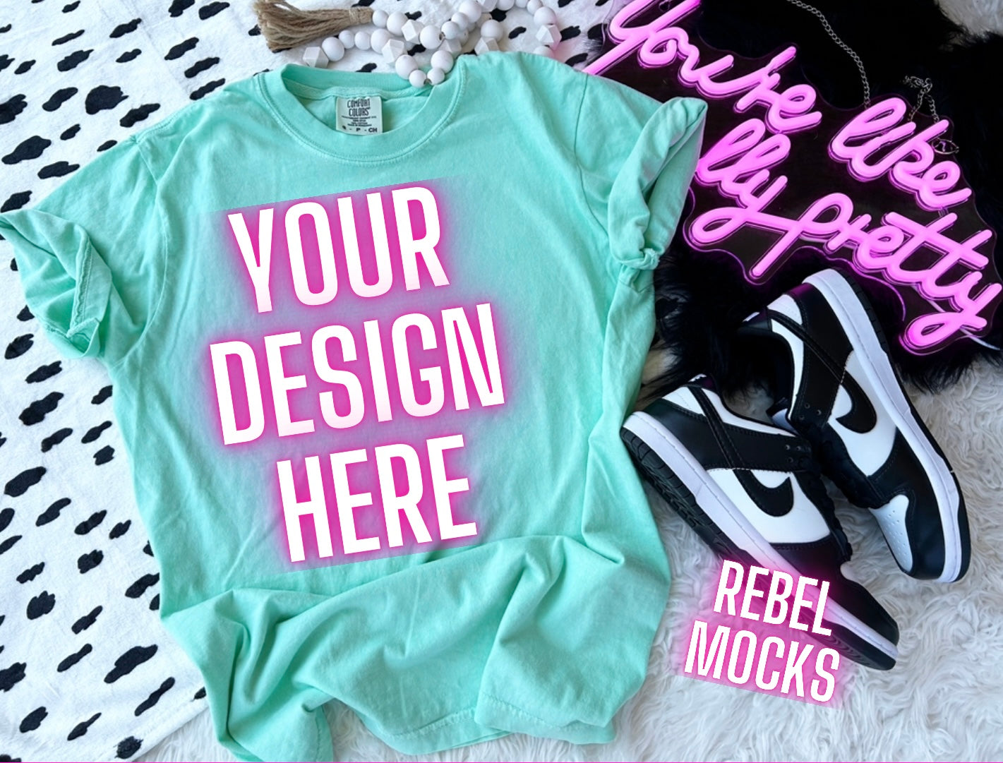 Comfort Colors Chalky Mint Tee Trendy flat lay Mock