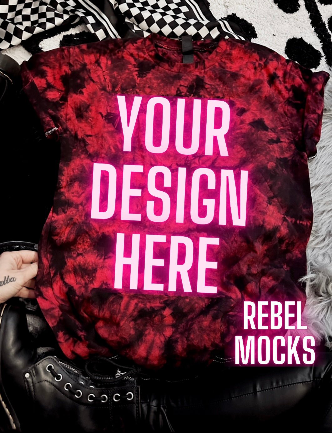 Alternative Vibes red and black crystal dye tee Trendy Mock Up