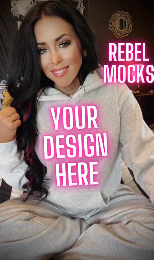 Ash Gray Sweat Set Model Mock Up TRENDING