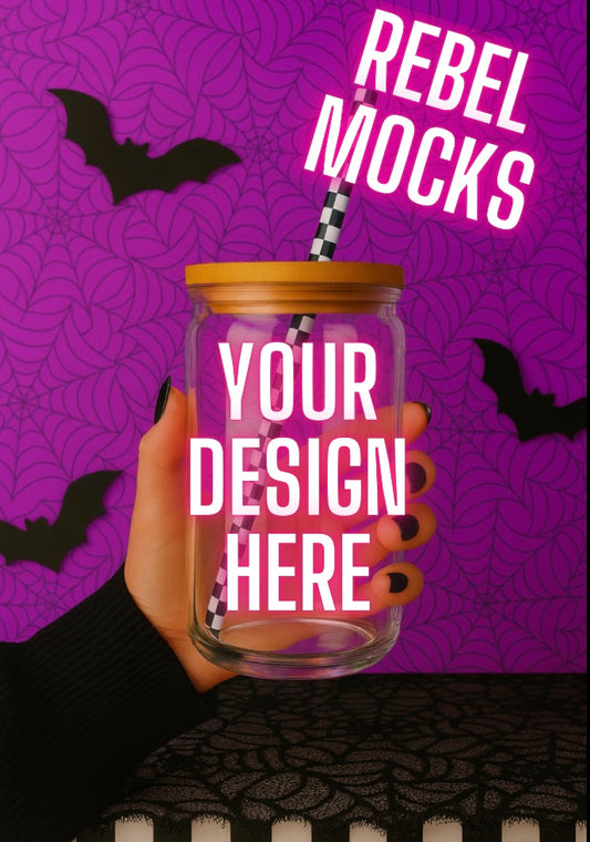 Glass cup Goth Edgy Alternative Mock  Up