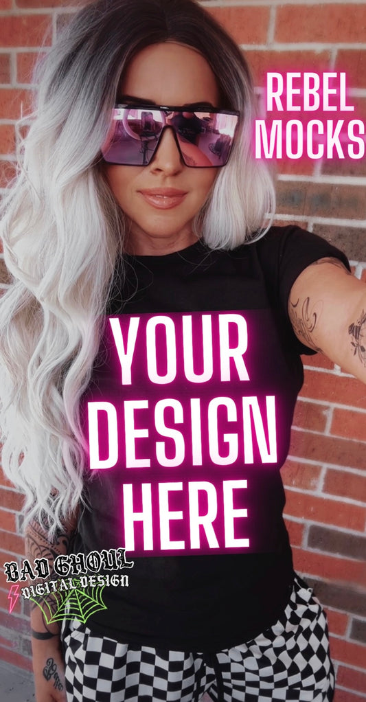 Black Tee IRL Model Mock Up Blondie Vibes