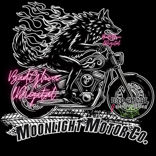 Moonlight Motor CO Werewolf PNG Download Sub and DTF Friendly