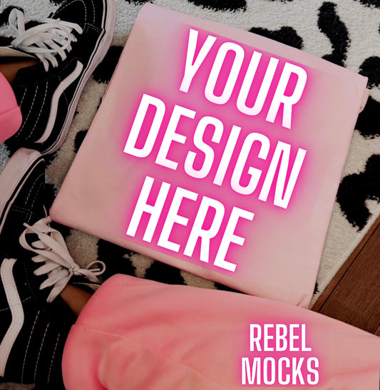 Light Pink y2k VIBES TRENDING Flat Lay Mock up