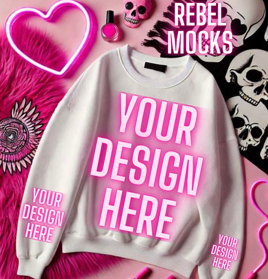 White Crew Neck Sweatshirt Alternative Flat Lay Mock Up