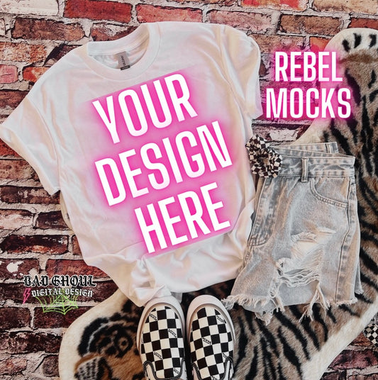 Bundle White Tee Flat Lay Mock Ups- 4 Mocks