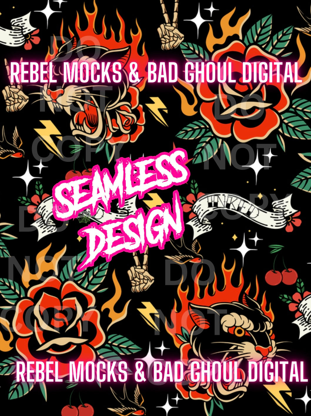 Patch Style Inked Seamless PNG Download