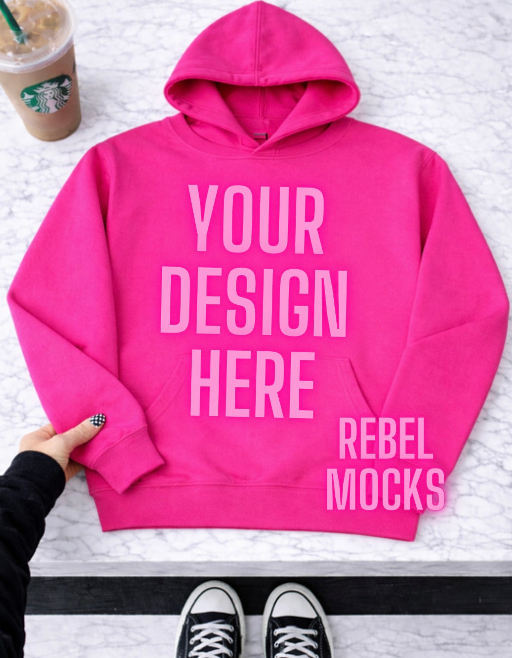 Heliconia Hot Pink Hoodie| Edgy Alternative Mock Up