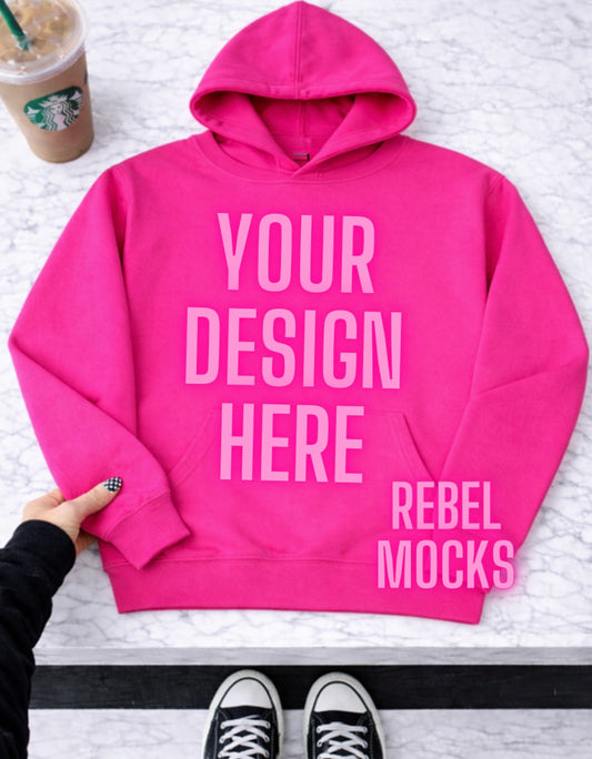 Heliconia Hot Pink Hoodie| Edgy Alternative Mock Up